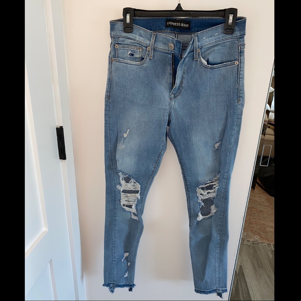 Express high waisted ripped denim jeans